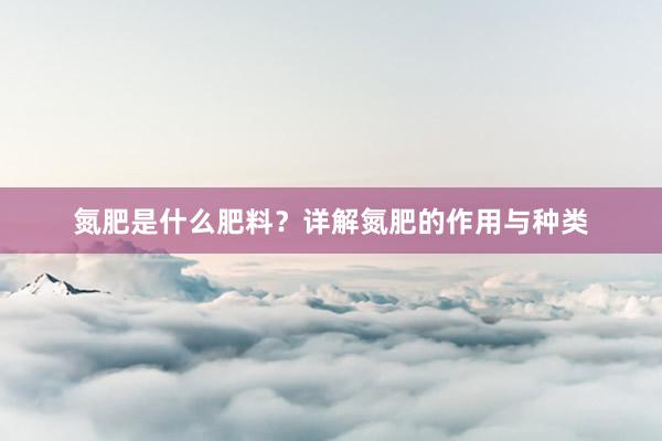 氮肥是什么肥料？详解氮肥的作用与种类