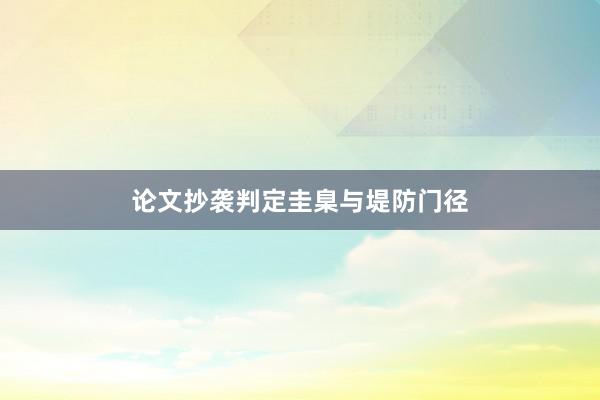 论文抄袭判定圭臬与堤防门径